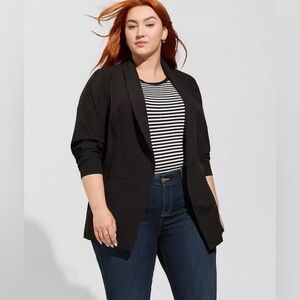 Torrid Plus New 3X Parker Studio Crepe Blazer Deep Black Open Front Jacket